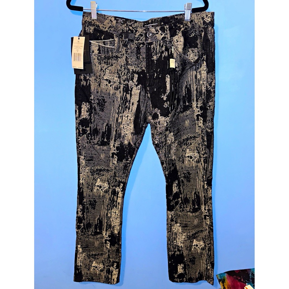 Cult of Individuality Lenny Bootcut Jeans Digi Black Abstract Denim 34 NWT